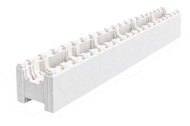 Bloc MCP Piscines coté : longueur 2 000 mm, hauteur 250 mm et largeur 250 mm