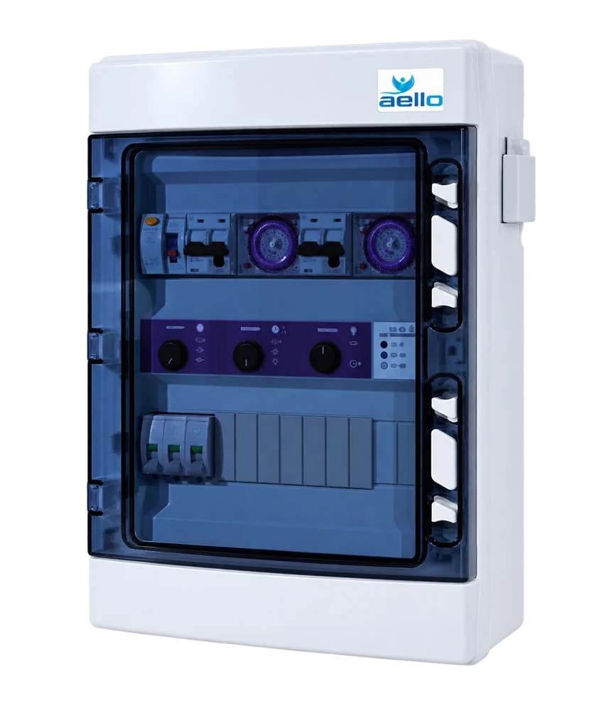 Coffret électrique Conekly à porte transparente bleue